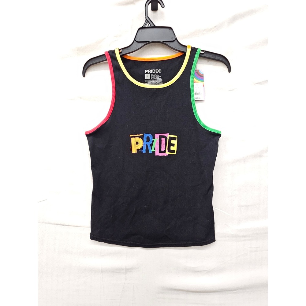 Target Pride Adult Rainbow Graphic Tank Top Black Cotton Blend Size Small
